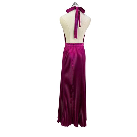 L'IDEE Renaissance Halter Side-Slit Pleated Maxi Dress Party Cocktail Formal - Picture 8 of 8